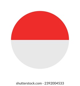 The flag of Indonesia. Button flag icon. Standard color. Circle icon flag. Computer illustration. Digital illustration. Vector illustration.