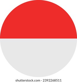 La bandera de Indonesia. Icono de indicador de botón. Color estándar. Indicador de icono de círculo. Ilustración del equipo. Ilustración digital. Ilustración vectorial.