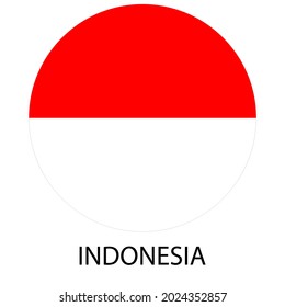Flag of Indonesia in a circle, vector illustration. Inscription: Indonesia
