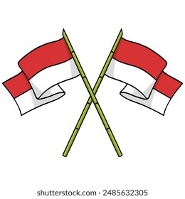 Flag of Indonesia Cross Sharpened Bamboo Vector Illustration