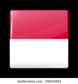 Flag of Indonesia. Glassy Icon Square Shape. This is File from the Collection Flags of Asia