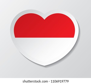 Flag of Indonesia in heart shape