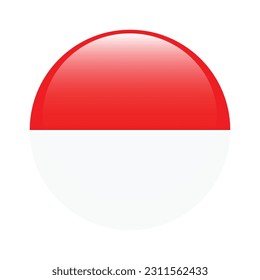 The flag of Indonesia. Flag icon. Standard color. Round flag. 3d illustration. Computer illustration. Digital illustration. Vector illustration.