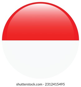 The flag of Indonesia. Flag icon. Standard color. Round flag. 3d illustration. Computer illustration. Digital illustration. Vector illustration.