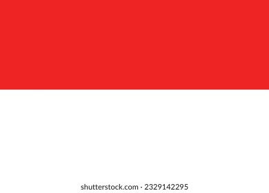 The flag of Indonesia. Flag icon. Standard color. Standard size. A rectangular flag. Computer illustration. Digital illustration. Vector illustration.
