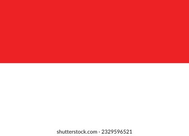 The flag of Indonesia. Flag icon. Standard color. Standard size. A rectangular flag. Computer illustration. Digital illustration. Vector illustration.