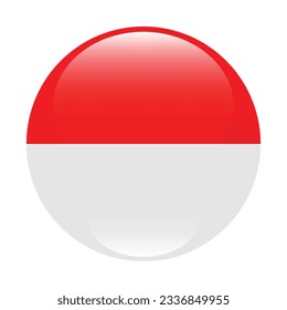 The flag of Indonesia. Flag icon. Standard color. Circle icon flag. 3d illustration. Computer illustration. Digital illustration. Vector illustration.