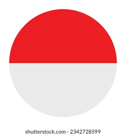 The flag of Indonesia. Flag icon. Standard color. Circle icon flag. 3d illustration. Computer illustration. Digital illustration. Vector illustration.