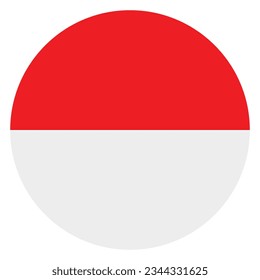 The flag of Indonesia. Flag icon. Standard color. Circle icon flag. 3d illustration. Computer illustration. Digital illustration. Vector illustration.