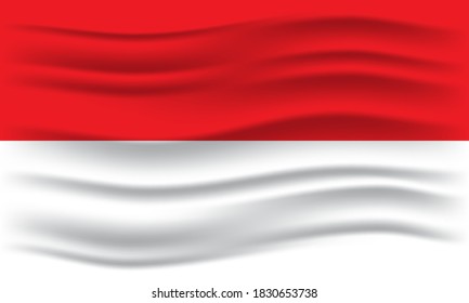 Flag of Indonesia. Illustration of waving Indonesia flag. Vector Illustration.
