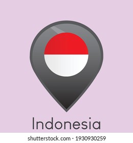 Flag of Indonesia location pin icon design, Simple dark gradient vector illustration, eps 10
