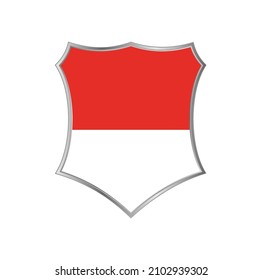 Flag of Indonesia or Monaco with silver shield frame