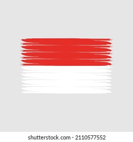 Flag of Indonesia or Monaco with watercolor brush style