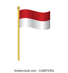 Flag of  Indonesia , Indonesia flag official colors and proportion correctly,  Indonesia flag waving isolated Vector illustration eps10.