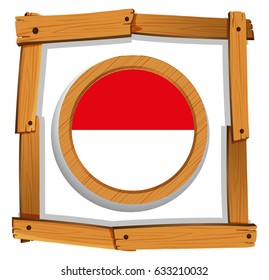Flagge Indonesiens auf abgerundeter Rahmengrafik