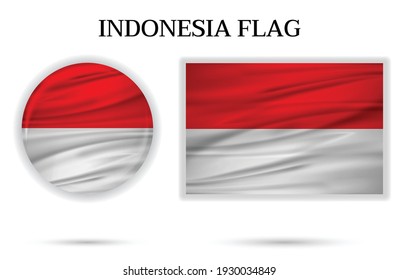 Flag of Indonesia on White Background.