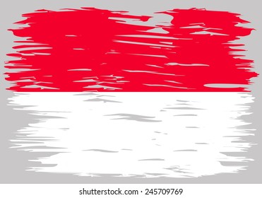 The flag of Indonesia. Painted brush colored inks. Symbol Independence Day National Patriotic Travel Country Background Grunge Paint Stock Vector Icon Logo Picture Image Illustration Political