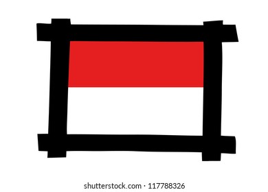 The flag of Indonesia in a photo frame