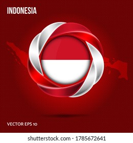 Bandera Indonesia pin 3d Diseño EPS 10