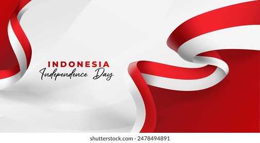 bandera de Indonesia ilustración realista Anuncio día de la independencia