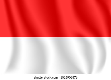 Flag of Indonesia. Realistic waving flag of Republic of Indonesia. Fabric textured flowing flag of Indonesia.