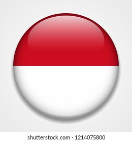 Flag Of Indonesia. Round Glossy Badge