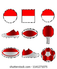 flag of indonesia, set of different icons of the flag of indonesia