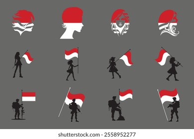 Flag of Indonesia Set, Original and simple Indonesia flag Bundle, vector illustration of Indonesia flag Collection
