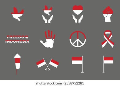 Flag of Indonesia Set, Original and simple Indonesia flag Bundle, vector illustration of Indonesia flag Collection
