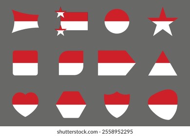 Flag of Indonesia Set, Original and simple Indonesia flag Bundle, vector illustration of Indonesia flag Collection
