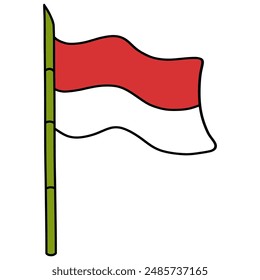 Flag of Indonesia with Sharpened Bamboo Vector Illustration