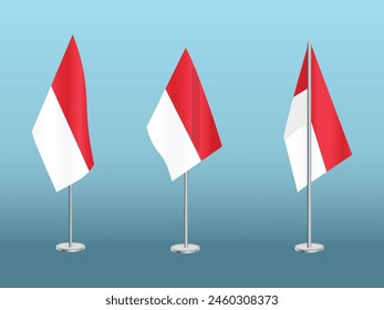 Flag of Indonesia with silver pole