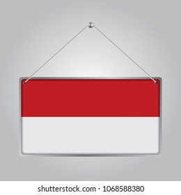 Flag of Indonesia. The symbol of the state in the pennant hanging on the rope, rectangle hanging. Vector Illustration EPS10.