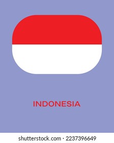 Flag of Indonesia, Indonesia flag vector illustration, Indonesia flag in the rounded corner, Button style Indonesia flag.