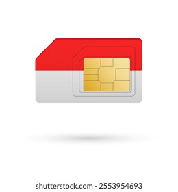 Flag of Indonesia. Vector illustration of SIM Card with flag on white background