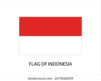 FLAG OF INDONESIA VECTOR, ILLUSTRATION WHITE BACKGROUND TYPOGRAPHY