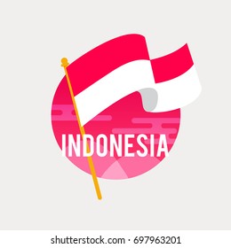 The Flag of Indonesia.Celebrating Independence or National Day with Waving Flag.Anniversary of the August 17, 1945.
