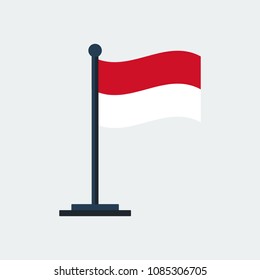 Flag Of Indonesia.Flag Stand On White Background. Vector Design
