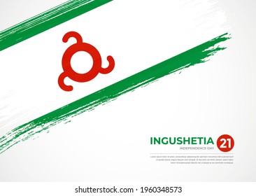 Flag of Ingushetia with creative painted brush stroke texture background