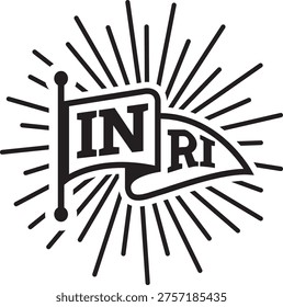 flag INRI design tattoo and tshirt vector