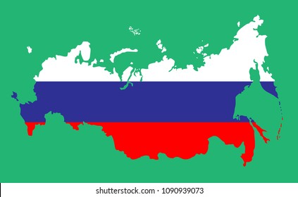 The flag inside of the country of Russian Federation. Modern and national design or fabric background of Russia. Original element for print,  wrapping paper, websites.  Isolated vector Illustration.