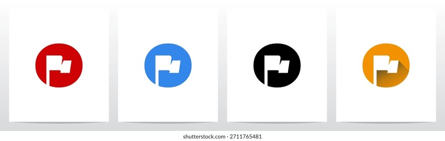 	
Flag Inside Letter Negative Space Initial Logo Design O