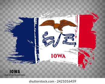Flag of Iowa from brush strokes. United States of America.  Waving Flag Iowa on transparent background for your web site design, logo, app, UI. Stock vector. Vector illustration EPS10.