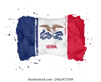 Flag of  Iowa from brush strokes. United States of America. Watercolor style for your design. Flag State Iowa on white background for your web site design, app, UI. EPS10.