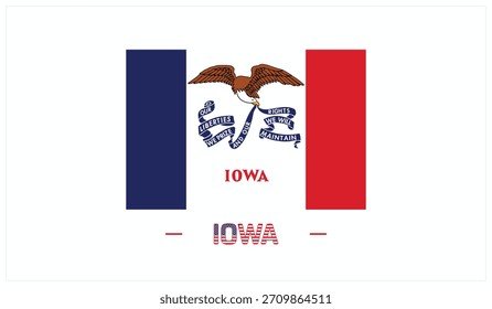 Bandera de IOWA sobre fondo blanco, Ilustración vectorial editable de la bandera de IOWA, diseño del Día Nacional, bandera de IOWA flat design, Estado de EE.UU