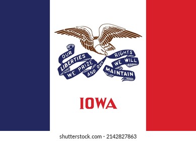 Bandera de Iowa. Estado de Iowa USA. Estados Unidos. Estados Unidos de América