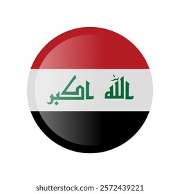 The flag of irak. Circle icon flag. Button flag icon. Standard color. 3d illustration. glossy circle badge	