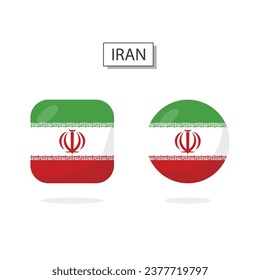 Bandera del estilo de dibujos animados 3D del icono de las Formas 2 de Irán.
