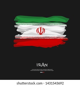 Flag of Iran with brush stroke, grunge style background vector.