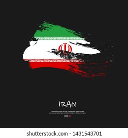 Flag of Iran with brush stroke, grunge style background vector.